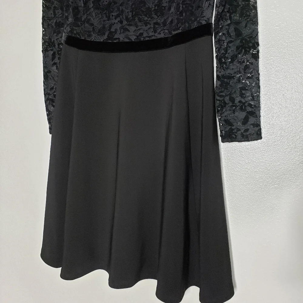NEW Ralph Lauren Lace Bodice Dress Fit & Flare Long Sleeve Elegant Designer Chic - Picture 7 of 15
